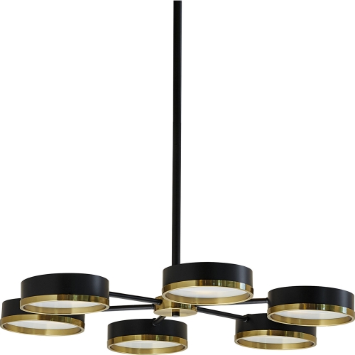 Oswin Chandelier in Black & Brass Iron & Clear Glass